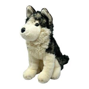 Bass Pro Shop Husky Wolf Plush Dog Gray 11 Inch Sitting Stuffed Animal 2023